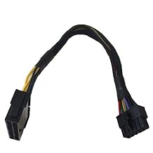 AYA 12" ATX 24-Pin Female to 12-Pin Male Converter Adapter Power Supply Cable 18AWG Black Sleeved Cord for Q87H3-AM Q87