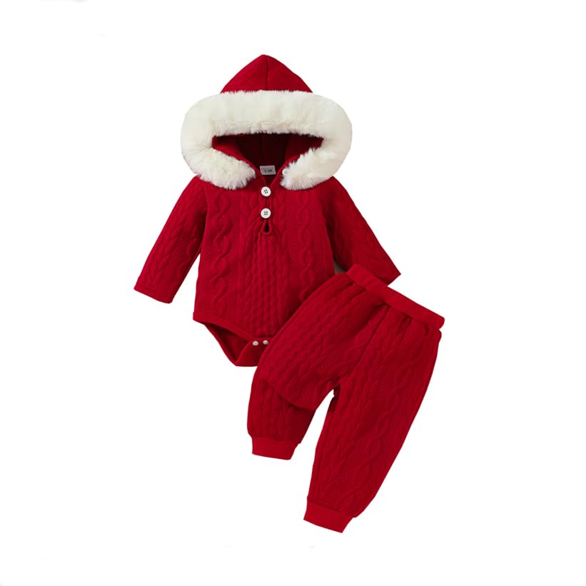Image of MIEKISA Baby Clothing Sets Girls Hooded Long Sleeve Romper and Pants Outfit Infant Clothing layettes