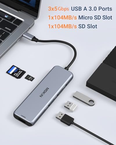 Adaptateur double moniteur USB C avec lecteur SD TF pour PC - 5