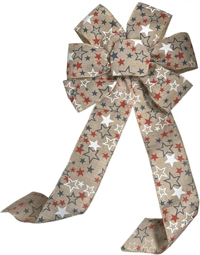image for GiftWrap Etc. Large Patriotic Faux Burlap Wreath Bow - 10