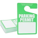 50 Pack PVC Green Parking Permit Hang Tag, Blank Parking Passes for Car Rear View Mirror (3 x 5 in)