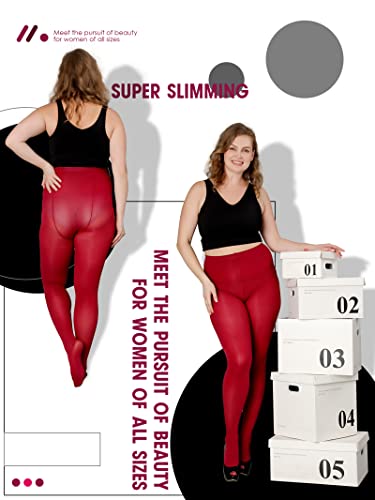 Image of DancMolly Plus Size Tights for Women, Control Top Semi Opaque Nylon Pantyhose High Waist