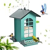 Squirrel Proof Bird Feeder for Outdoors Hanging, 8LBS Metal Hanging Bird Feeder with Bilateral Weight-Activated Perches, Large Capacity Wild Bird Feeder - Squirrel Chewing Proof