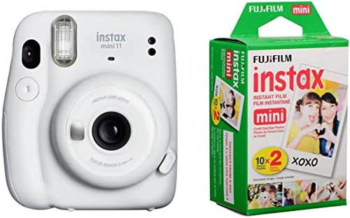 Fujifilm Instax Mini 11 Instant Film Camera, Ice White - With Fujifilm Instax Mini Instant Daylight Film Twin Pack, 20 Exposures #TOP29