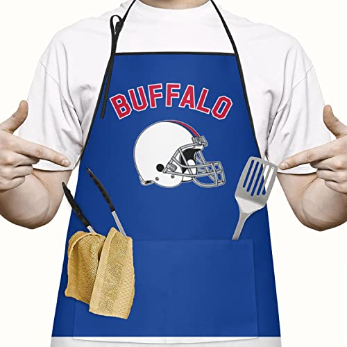 Football Fan Aprons For Men Women With 2 Pockets Cooking Kitchen Aprons, Funny Buffalo Apron Gifts For Dad, Father #TOP2