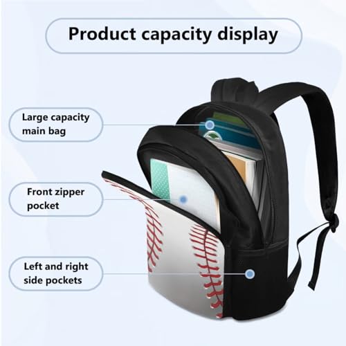 Baseball Boys Backpack 6-8 Years Old Cool Kids School Bag for Primary School Boys 3 In 1 Book Bag with Lunch Box Pencil Case, White3