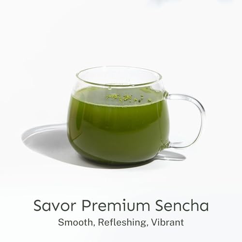 Yu Tea Organic Sencha Green Tea Powder, 30 Instant Packets | Rich in Antioxidants, EGCG, & L-Theanine | Pure Japanese First Harvest Leaf | Low Caffeine & Unsweetened | Single Serve Sticks