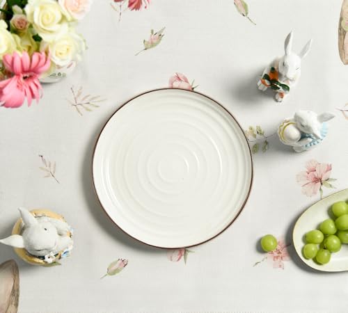 Artoid Mode Blumen Hasenohren Osterei Ostern Waschbare Tischwäsche, Saisonaler Frühling Küche Tisch Dekoration Drinnen Urlaub Party Dekor 85x85 cm