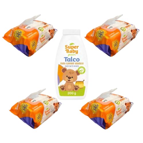 Kit com 560 lenços umedecidos + Talco 200gr