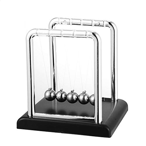 Roskio Newton's Cradle Balance Ball - Swinging Physics Science Pendulum Balls Desk for Office Physics Teacher Decorations Black Small