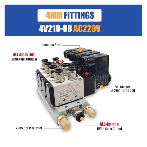 Distributeur pneumatique 4V210-08 bloc électrovanne 5/2 AC220V 9 stations
