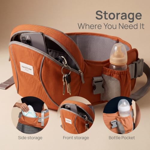 Image of Haus & Kinder Kangaroo Nest Baby Carrier for 0 to 3 Years Baby, 2-in-1 Hip Seat Baby Carry Bag for Newborn to Toddler, Ergonomic Front & Back Carry Kangaroo Bag, Adjustable Straps, Breathable, Up to 20 Kg