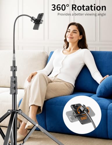 Image of Flexible Tripod for iPhone, 88 inch Tall Cellphone Tripod with Gooseneck, Phone Holder and Wireless Remote, Camera Phone Stand for Recording Filming, Compatible with iPhone /Android