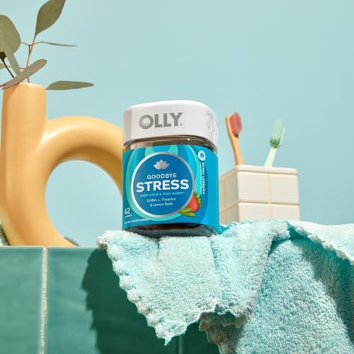 Image of OLLY Goodbye Stress Gummy, GABA, L-Theanine, Lemon Balm, Stress Relief Supplement, Berry - 42 Count