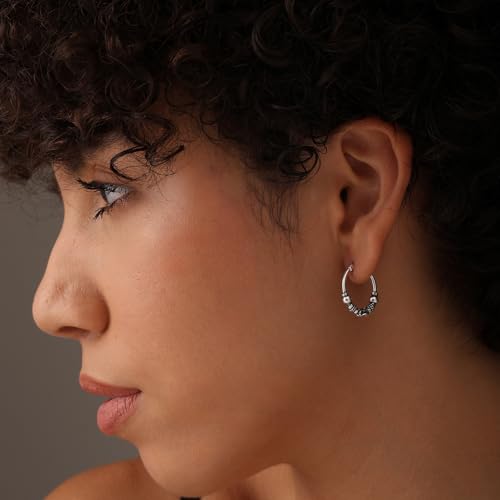 LeCalla 925 Sterling Silver Hoop Earrings | Earring Sets for Women | Set of 2 Pairs & 3 Pairs Balinese Hoops | Multiple Piercing Earring Sets for Women3