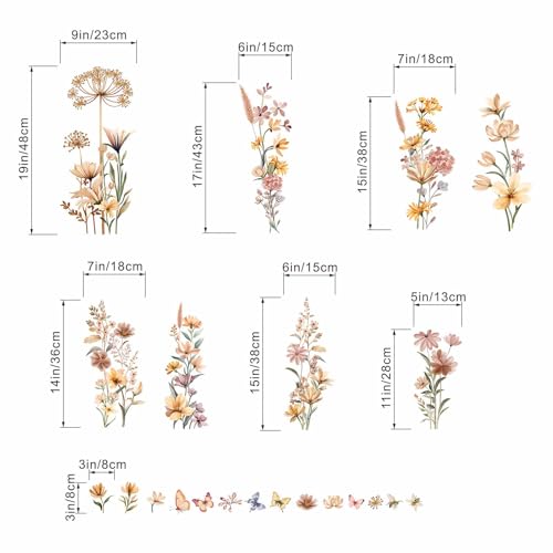 Vinilos decorativos Boho Floral para pared 44x27 in miniatura 4