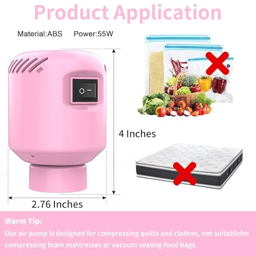 Image of LISACOOL Portable Vacuum Pump Electric Pump Storage Bags for Various Vacuum | 80%Space Saver,Travel Packing Essential&Luggage Space Saving,Seasonal Clothing & Bedding Storage,Dorm Organizing Fast