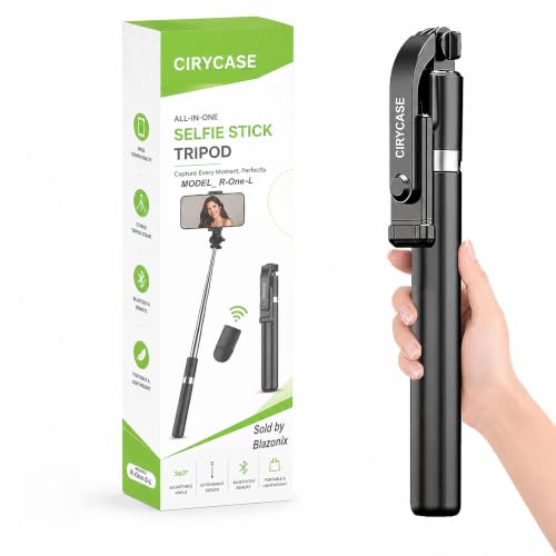 Image of CIRYCASE Selfie Stick Tripod, 67 inch /170CM Reinforced Tripod for Mobile Phone, Multi-Functional Bluetooth Long Selfie Stick for Travel, Vlogging, Compatible with iPhone and All Smartphones