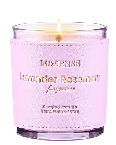 M&SENSE Lavender Rosemary Scented Candles, Vegan Soy Candles, Heavy Scented, 10oz 42-Hour Slow Burning Time, Toxic Free Winter Bathtub Aromatherapy Relaxing Spa, Fancy Gift for Home Decor