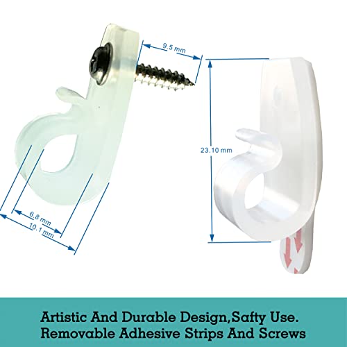 Ctsgc Clear Cord Clips, 60-Clips With 60-Screws, 66-Adhesive Strips Light Cable Clips, Fairy/Christmas Light Clips Decorate Damage-Free Wall Clips Wire Holder For Indoor Outdoor String Lights Cable #TOP1