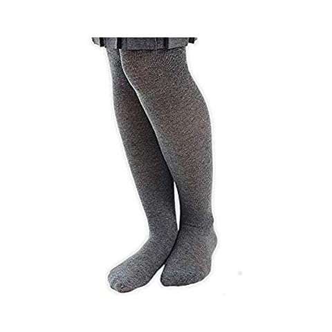 Girls Cotton Rich Nifty Plain School Tights Ages (0-11) Years Assorted Colors (6-7 Years, Grey) Cover
