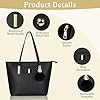 URAQT Women Handbags, 15.6 inch PVC Leather Large Tote Bags Shoulder Bag with Zip, Women's Laptop Bags, School Handbag for Girls, Ladies Fashion Simple Black Handbag, for School Work Travel Shopping #2