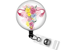 Postpartum Badge Reel: Uterus and Ovaries Floral Retractable Holder