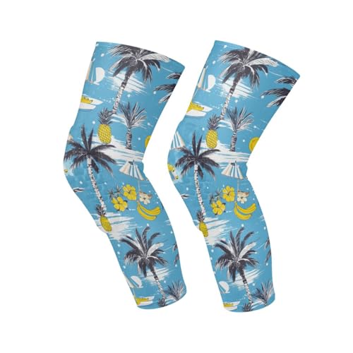 JUNZAN Funny Hawaii Basketball Knee Pads for Youth Kids Wrestling Knee Pads with Sleeves Sport Kneepads for Volleyball Football Blue