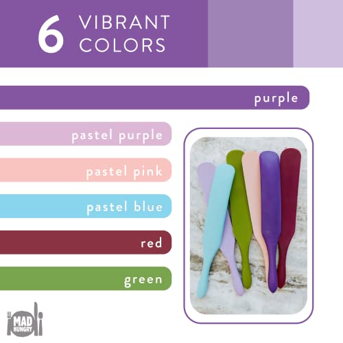 Mad Hungry Spurtle Silicone Set 2-Piece - Kitchen Spatula Spoon Tools For Cooking, Narrow Jar Scraper, Mixing Spoons, Icing Cake & Frosting Knife Spreader, Slim & Slotted Thin Paddle Spurtles Utensil #TOP6