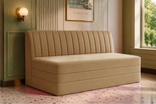 Image of Los Angeles Modern Velvet 3-Seater Sofa Cum Bed, Multipurpose Convertible Sleeper Couch Sofa for Living Room, Bedroom & Office- Golden Color