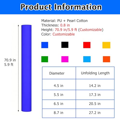MZZKFC Pole Pads for Basements, 0.8in Thick Basketball Poles Padding Outdoor, Waterproof & UV Protection, 70.9in PU Pole Safety Padding for Dia 4.5 5.5 6.5 8.7 in Post(Orange,8 7/10in Dia)