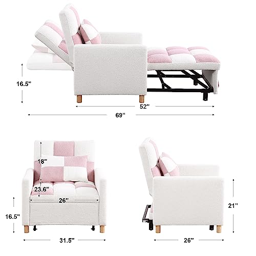 Sillón Convertible Suave Plegable Rosa miniatura 3