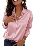 Zeagoo – Zeagoo Bluse Damen Satin Seide Lässige Hemden Langarm Knöpfe