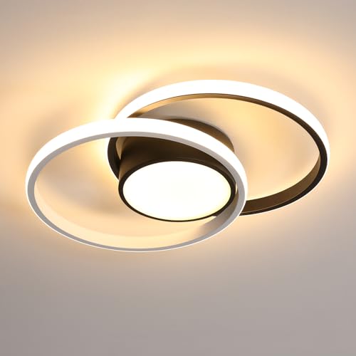 Comely Plafoniere LED, Lampada da Soffitto 42W, Rond Plafoniere Moderno per Soggiorno Cucina Bagno Camera da Letto Corridoio, Luce Calda 3000K, Diametro 40cm, Nero