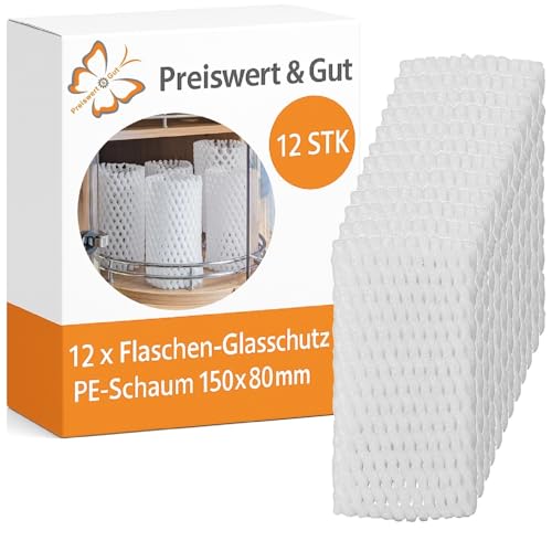 Preiswert&Gut 12 x Glasschutz PE-Schaum 150x80mm schützt Gläser wie EIN Tassenhalter - geeignet für Camping Gläser ideale Aufbewahrung im Wohnmobil oder Wohnwagen