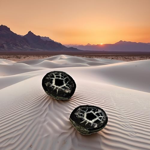 Kaltner Präsente Geschenkidee - Halbpolierter Septarien Deko Stein/Lehrmaterial Mineralien Fossilien/Handschmeichler (2er Set)