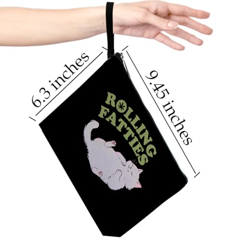 Funny Weed Gift Leaf Makeup Bag Cat Lover Gifts Cosmetic Bag for Women Nurse Cat Themed Gifts Zipper Pouch Bag Cat Lady Gifts Weed Stuff Weed Accessories Travel Toiletry Bag for Birthday Christmas3