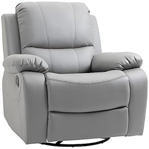 HOMCOM Relaxsessel Fernsehsessel mit Liegefunktion, Fußstütze, Drehbar TV-Sessel mit Taschenfederkernsystem für Wohnzimmer, Schlafzimmer, Grau