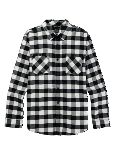 Burton Men's Favorite Long Sleeve Flannel, Stout White Buffalo Plaid, Small