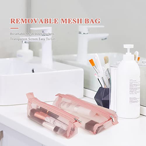 Senyucom Detachable Cosmefic Bag, 4 In 1 Removable Portable Toiletry Travel Hanging Makeup Bags Organizer,Bathroom Bag For Shower (Pink) #TOP5