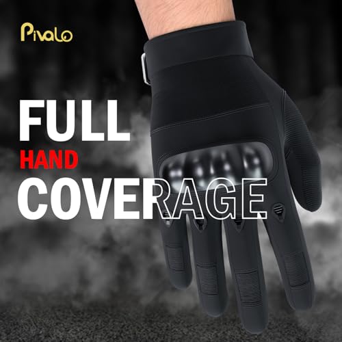 Image of Pivalo Full Finger Bike Riding Gloves with Strong Protective Shells Anti-Skid Surface Breathable Material Glove for Motorcycle Cycling Climbing Mountaineering (Black, XL)