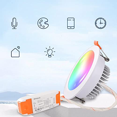 zemismart Homekit WiFi Deckeneinbauleuchte RGBW Retrofit Downlight LED 2700-6500k Dimmer Fixture Spotlight Home/Tuya Siri/Echo Sprachsteuerung für Badezimmer Küche CE RoHS(2,5 Zoll 9W) Cover