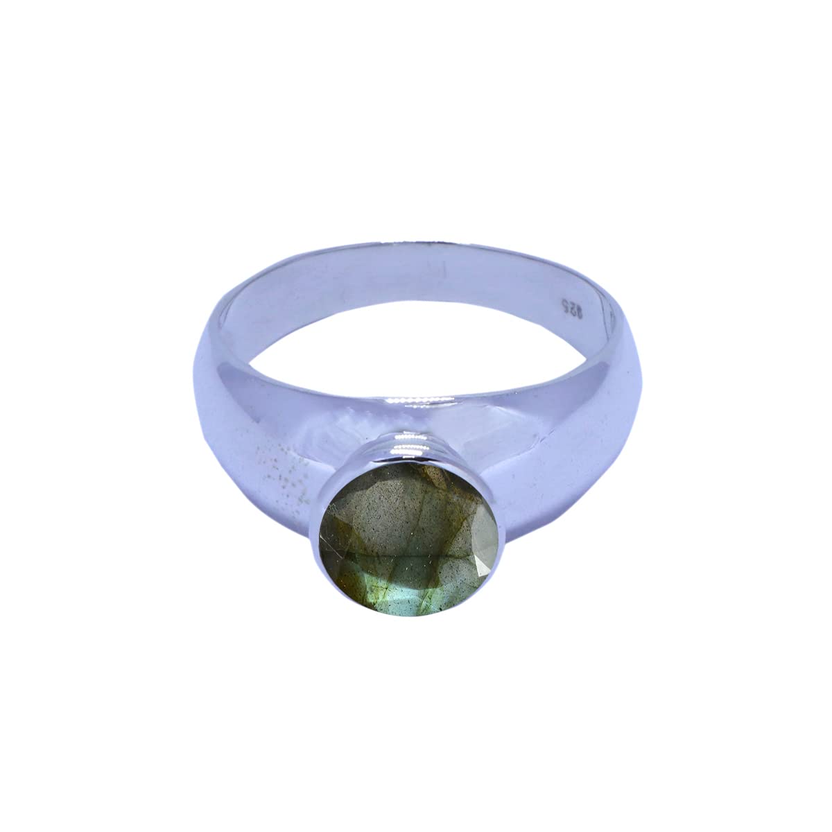 Echte Edelsteine ​​Labradorit Runde Form facettierter grauer Labradorit 925 Sterling Silber Ring - Exporteur Schmuck schön verkaufende Geschäfte Geschenk für Mama für immer brillant