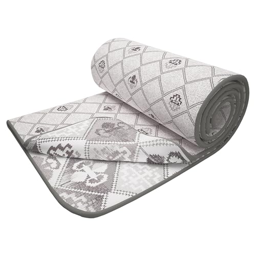Image of Story@Home AC Quilted King Size Bed Cotton 100%| 150GSM 225 x 240 CM Quilt AC Blanket for Summer | AC Comforter Double Bed | White & Pale Mauve, Abstract & Motif Reversible Design| All-Season Blanket