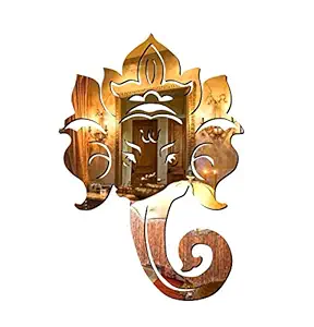 Decor Kafe Acrylic 3D Lord Ganesha Acrylic Mirror Wall Sticker (Gold) - Pack of 1