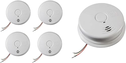Miniatura 1 de Kidde Hardwired Smoke Detector, 10-Year Battery Backup, Interconnect, Test-Silence Button, 4 Pack &amp; Hardwired Smoke &amp; Carbon Monoxide Detector,