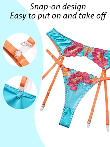 Image of Lilosy Sexy Leaf Floral Embroidered Mesh Sheer Women Underwire Push Up Lingerie Set