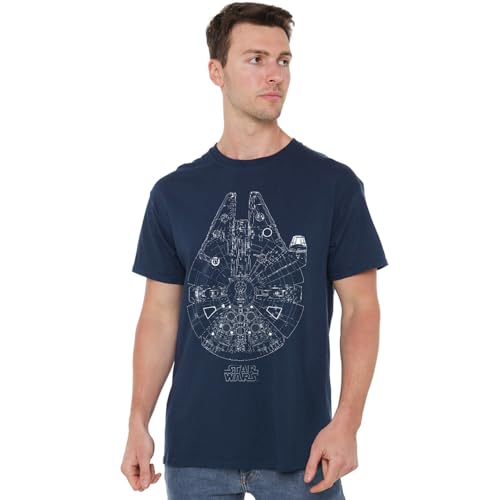 T-Shirt Mixte Star Wars Millennium Lines : haut marine en coton imprimé