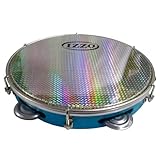 Pandeiro izzo 10pol abs azul com pele metalizada corpo leve e