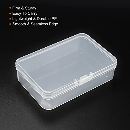 Image of PATIKIL Clear Storage Container with Hinged Lid 95x65x25mm, 4 Pack Plastic Rectangular Box for Beads Art Craft